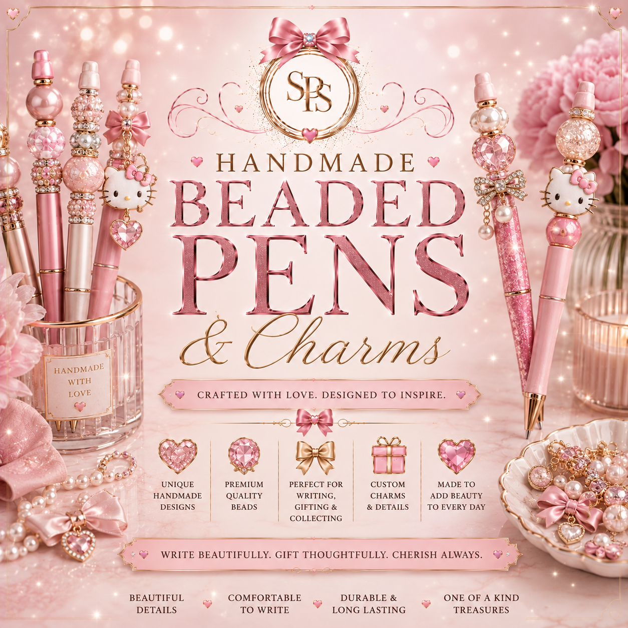 Handmade Beaded Pens & Charms